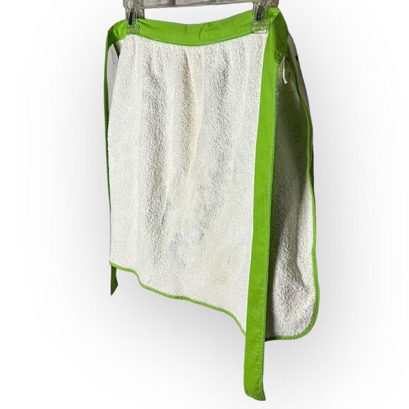 Vintage 1970s Royal Terry Kitchen Apples & Pears Green & White Terry Cloth Apron - Picture 9 of 12